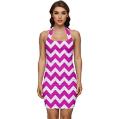 Chevron Pattern Gifts Sleeveless Wide Square Neckline Ruched Bodycon Dress