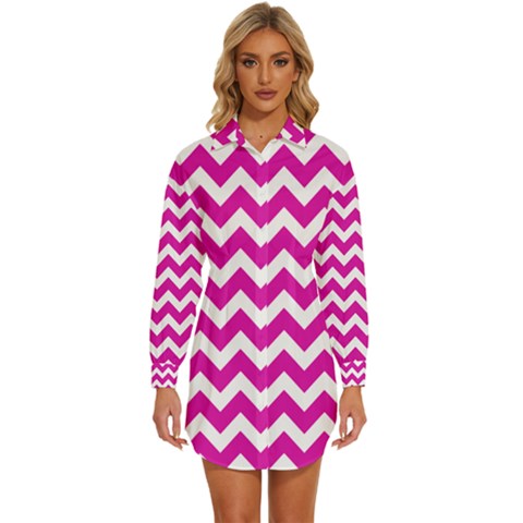 Chevron Pattern Gifts Womens Long Sleeve Shirt Dress by GardenOfOphir