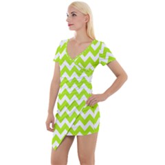 Chevron Pattern Gifts Short Sleeve Asymmetric Mini Dress by GardenOfOphir