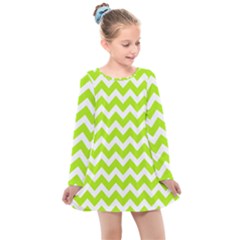 Chevron Pattern Gifts Kids  Long Sleeve Dress by GardenOfOphir