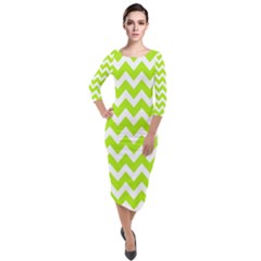 Chevron Pattern Gifts Quarter Sleeve Midi Velour Bodycon Dress by GardenOfOphir