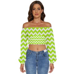 Chevron Pattern Gifts Long Sleeve Crinkled Weave Crop Top by GardenOfOphir