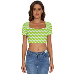 Chevron Pattern Gifts Short Sleeve Square Neckline Crop Top  by GardenOfOphir