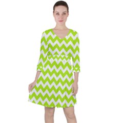 Chevron Pattern Gifts Quarter Sleeve Ruffle Waist Dress by GardenOfOphir