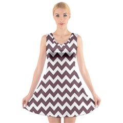 Chevron Pattern Gifts V-neck Sleeveless Dress by GardenOfOphir