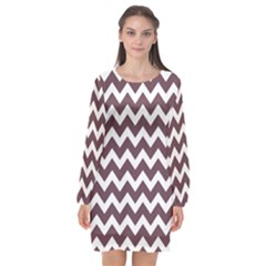 Chevron Pattern Gifts Long Sleeve Chiffon Shift Dress  by GardenOfOphir