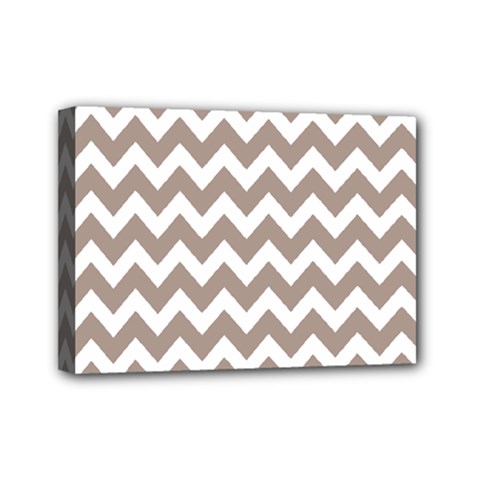 Beige Chevron Pattern Gifts Mini Canvas 7  X 5  (stretched) by GardenOfOphir