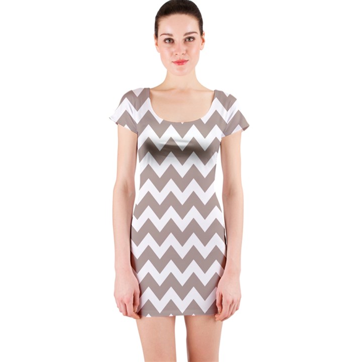 Beige Chevron Pattern Gifts Short Sleeve Bodycon Dress