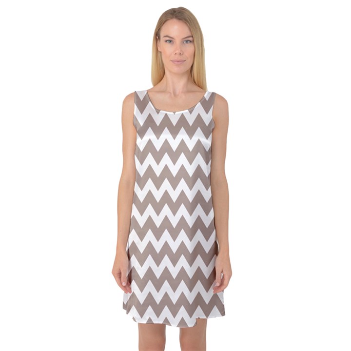 Beige Chevron Pattern Gifts Sleeveless Satin Nightdress