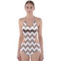 Beige Chevron Pattern Gifts Cut-Out One Piece Swimsuit View1