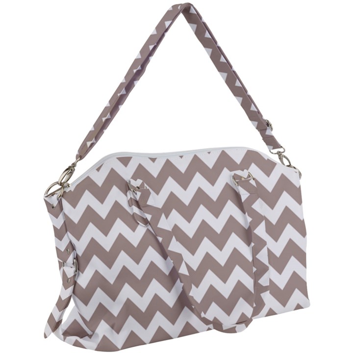 Beige Chevron Pattern Gifts Canvas Crossbody Bag