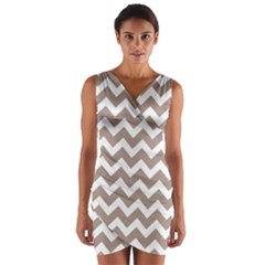 Beige Chevron Pattern Gifts Wrap Front Bodycon Dress by GardenOfOphir