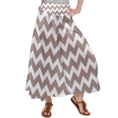 Beige Chevron Pattern Gifts Women s Satin Palazzo Pants by GardenOfOphir