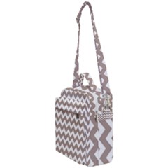 Beige Chevron Pattern Gifts Crossbody Day Bag by GardenOfOphir