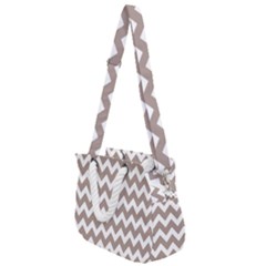 Beige Chevron Pattern Gifts Rope Handles Shoulder Strap Bag by GardenOfOphir