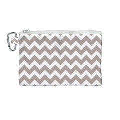 Beige Chevron Pattern Gifts Canvas Cosmetic Bag (medium) by GardenOfOphir