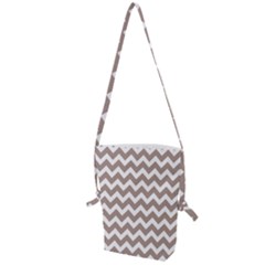 Beige Chevron Pattern Gifts Folding Shoulder Bag by GardenOfOphir