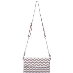 Beige Chevron Pattern Gifts Mini Crossbody Handbag by GardenOfOphir