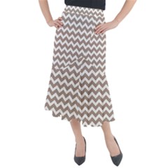 Beige Chevron Pattern Gifts Midi Mermaid Skirt by GardenOfOphir