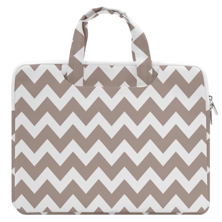 Beige Chevron Pattern Gifts MacBook Pro 13  Double Pocket Laptop Bag