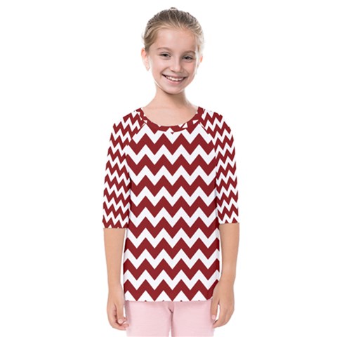 Red Chevron Pattern Gifts Kids  Quarter Sleeve Raglan Tee by GardenOfOphir