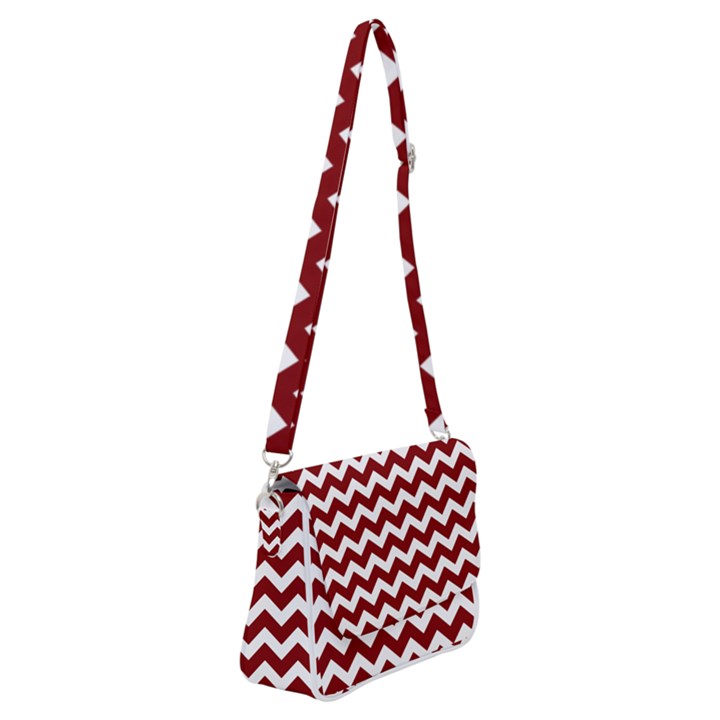 Red Chevron Pattern Gifts Shoulder Bag with Back Zipper