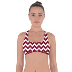 Red Chevron Pattern Gifts Got No Strings Sports Bra by GardenOfOphir