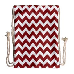 Red Chevron Pattern Gifts Drawstring Bag (large) by GardenOfOphir