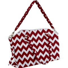 Red Chevron Pattern Gifts Canvas Crossbody Bag by GardenOfOphir