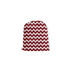 Red Chevron Pattern Gifts Drawstring Pouch (xs) by GardenOfOphir