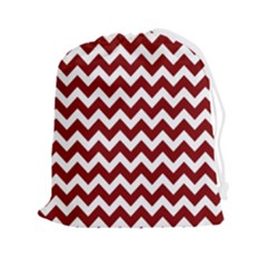 Red Chevron Pattern Gifts Drawstring Pouch (2xl) by GardenOfOphir