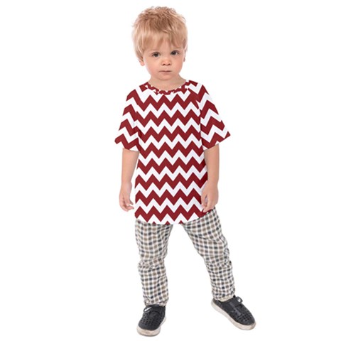 Red Chevron Pattern Gifts Kids  Raglan Tee by GardenOfOphir