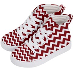 Red Chevron Pattern Gifts Kids  Hi-top Skate Sneakers by GardenOfOphir