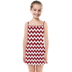 Red Chevron Pattern Gifts Kids  Summer Sun Dress by GardenOfOphir