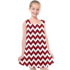 Red Chevron Pattern Gifts Kids  Cross Back Dress by GardenOfOphir