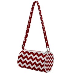 Red Chevron Pattern Gifts Mini Cylinder Bag by GardenOfOphir