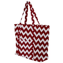 Red Chevron Pattern Gifts Zip Up Canvas Bag by GardenOfOphir