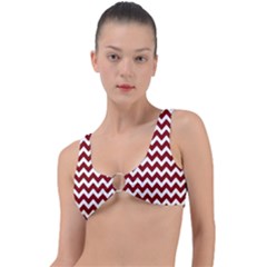 Red Chevron Pattern Gifts Ring Detail Bikini Top by GardenOfOphir