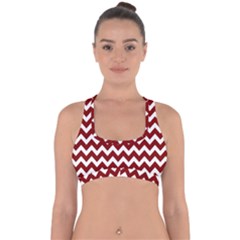 Red Chevron Pattern Gifts Cross Back Hipster Bikini Top  by GardenOfOphir