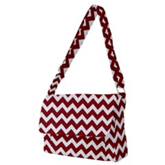 Red Chevron Pattern Gifts Full Print Messenger Bag (m) by GardenOfOphir