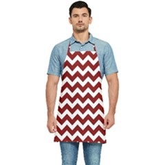 Red Chevron Pattern Gifts Kitchen Apron by GardenOfOphir