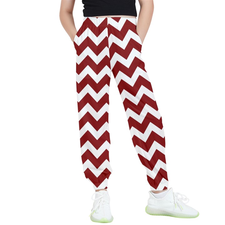 Red Chevron Pattern Gifts Kids  Elastic Waist Pants