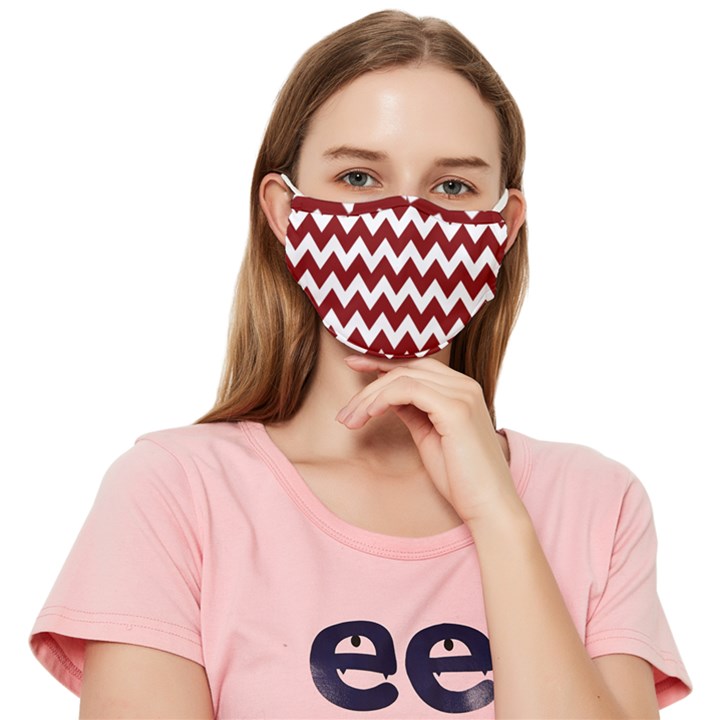 Red Chevron Pattern Gifts Fitted Cloth Face Mask (Adult)