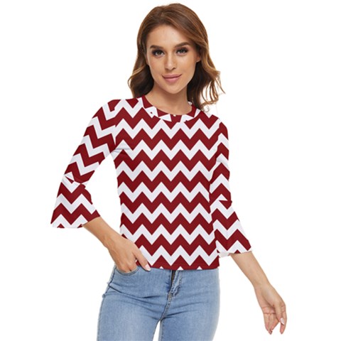 Red Chevron Pattern Gifts Bell Sleeve Top by GardenOfOphir