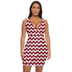 Red Chevron Pattern Gifts Draped Bodycon Dress by GardenOfOphir