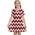 Red Chevron Pattern Gifts Kids  Short Sleeve Tiered Mini Dress View1