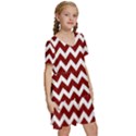 Red Chevron Pattern Gifts Kids  Short Sleeve Tiered Mini Dress View3