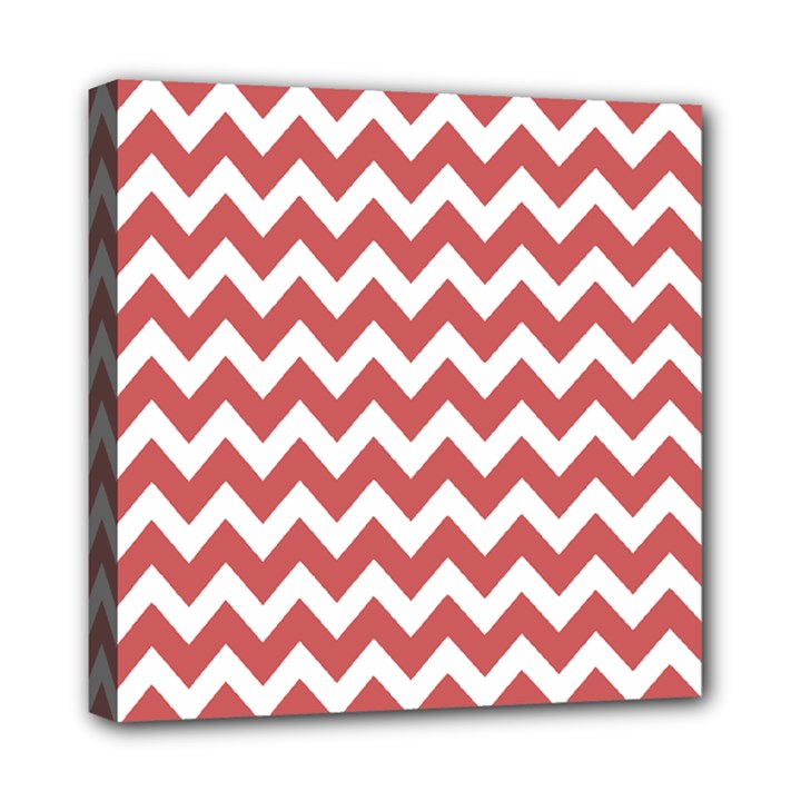 Coral Chevron Pattern Gifts Mini Canvas 8  x 8  (Stretched)