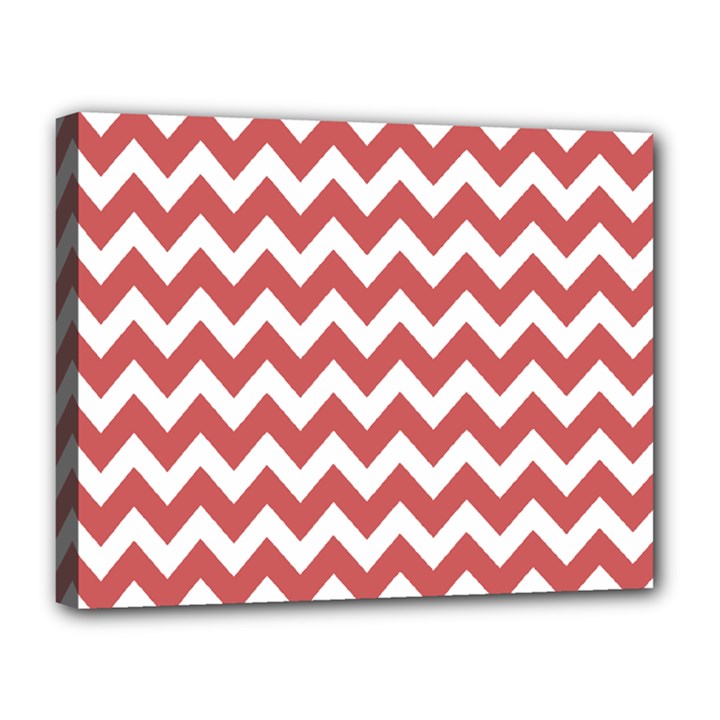 Coral Chevron Pattern Gifts Canvas 14  x 11  (Stretched)