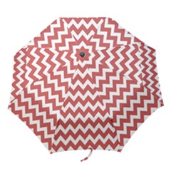 Coral Chevron Pattern Gifts Folding Umbrellas by GardenOfOphir